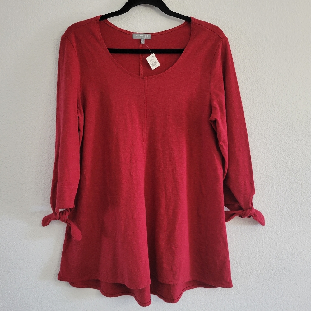 NWT Habitat Women’s Small Tuscan Red Tie Sleeve Cotton Lagenlool Tunic Shirt